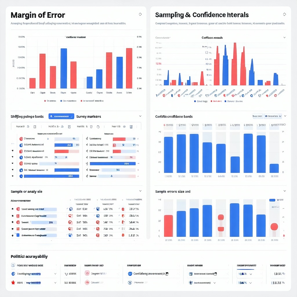 오차 범위와 신뢰 구간을 그래프와 차트로 시각화한 설문 통계 대시보드 화면