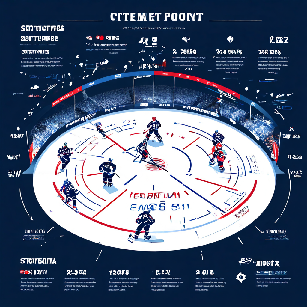 국제 아이스하키의 연장전 및 승부차기 진행 절차를 상세히 분석한 인포그래픽으로, 단계별 플로우차트와 직관적인 아이콘을 통해 체계적으로 설명하고 있습니다.