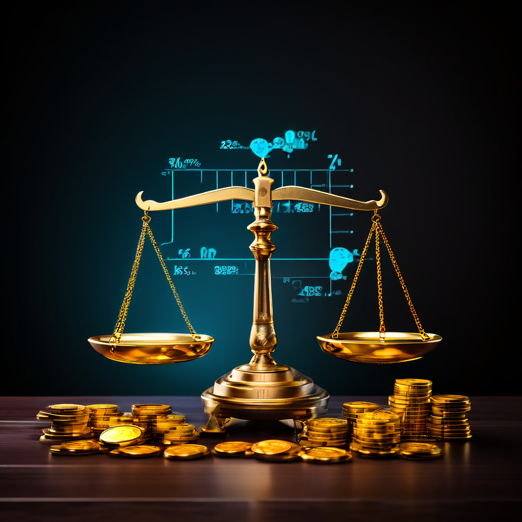 한쪽에는 금화가 쌓인 저울과 다른 쪽에는 빛나는 확률 차트가 올려져 있어, 추첨식 베팅에서 기대값을 냉정하게 계산하는 금전적 위험과 수익 가능성을 시각적으로 상징하는 이미지입니다.