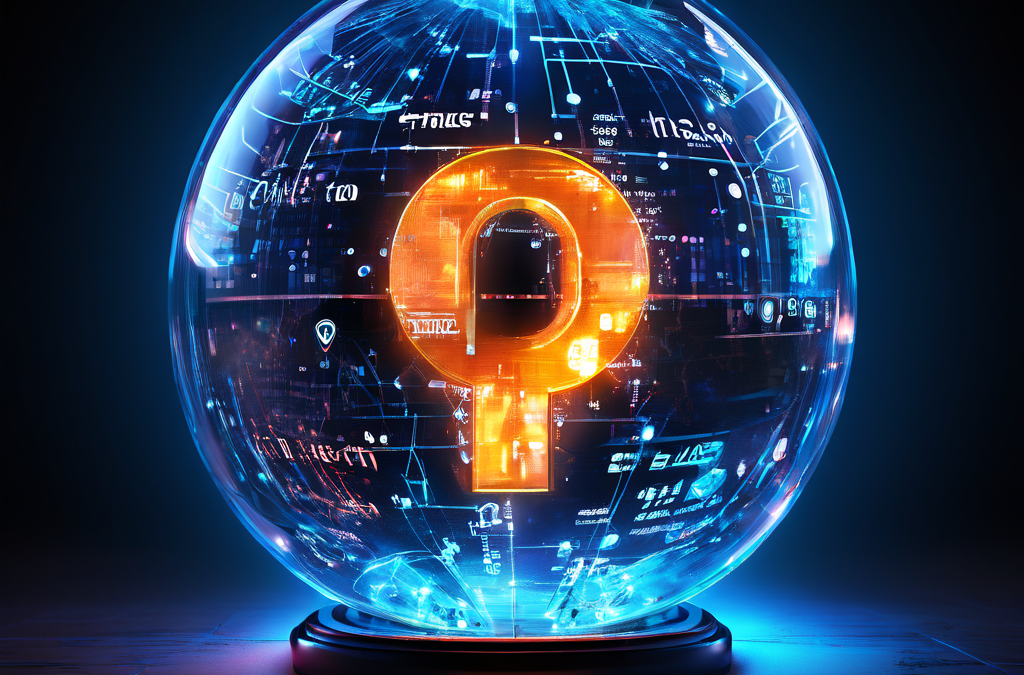 MTNET 데이터 스피어에 나타난 균열과 내부의 물음표는 통계 수치가 희미해지는 모습과 함께 네트워크 시스템의 불확실성이나 데이터 신뢰성 문제를 시각적으로 상징합니다.