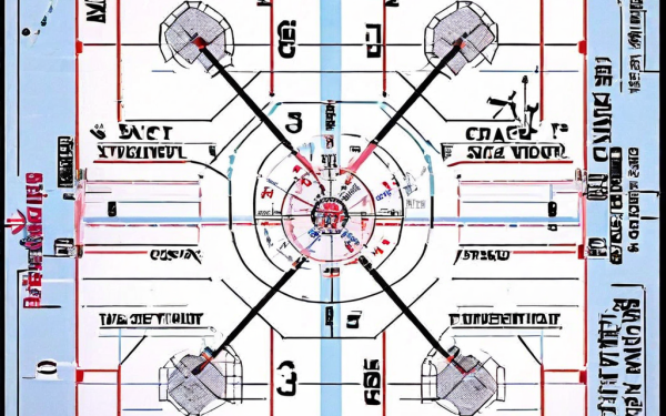 아이스하키 경기장을 배경으로 한 전술 다이어그램은 'Operation MT Net'이라는 작전명과 함께 선수 포메이션과 공격 경로를 나타내는 전략적 화살표를 상세히 보여줍니다.