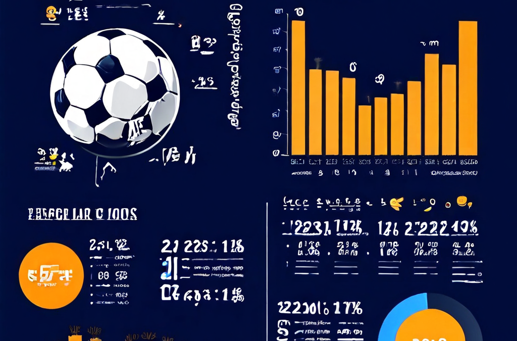K리그와 프리미어리그의 득점률을 대조하는 분할 화면 인포그래픽으로, 데이터 기반 배경 위에 막대 그래프와 축구공 아이콘으로 시각화되어 있습니다.