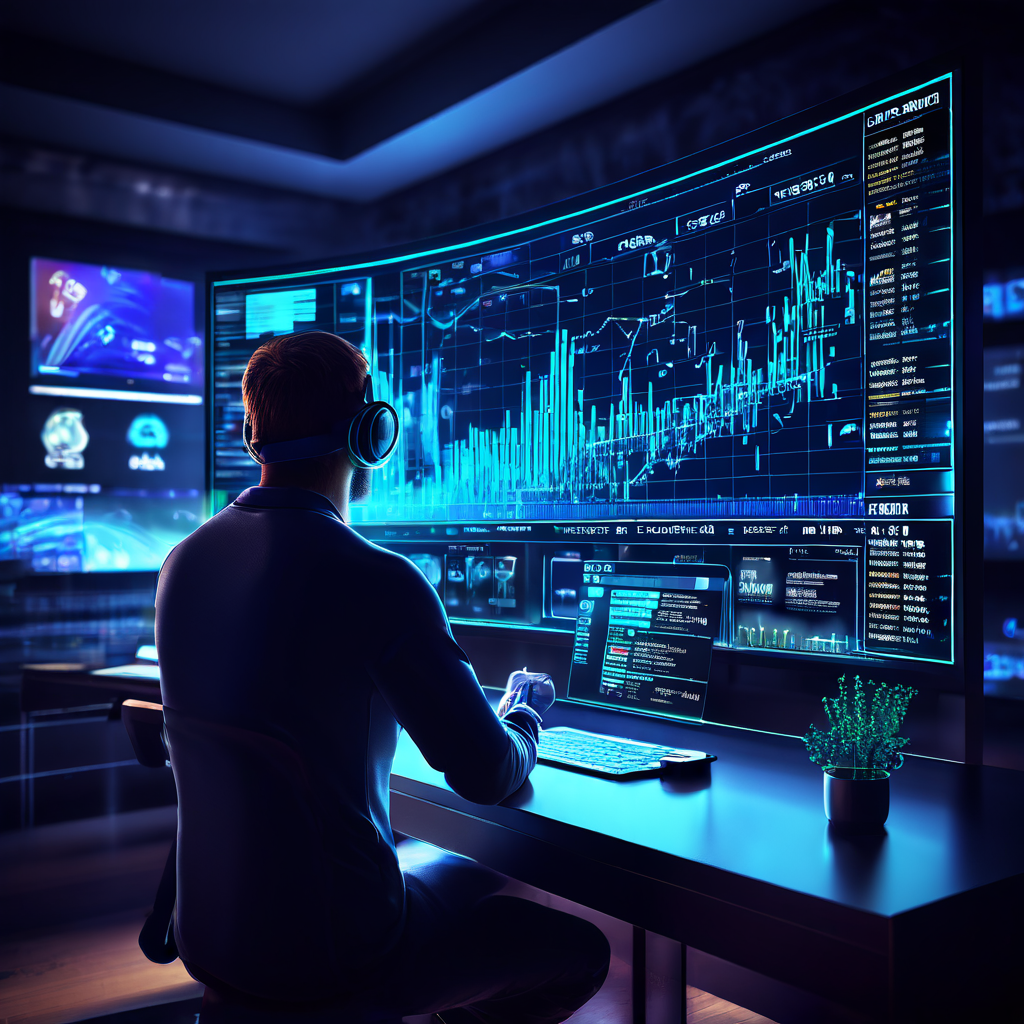 스포츠 데이터 분석가가 다양한 통계 차트를 검토하고 있지만, 최종 예측 결과는 화면 가운데 큰 물음표에 가려져 있어 결과를 확정하기 어려운 상황을 표현한 이미지입니다.