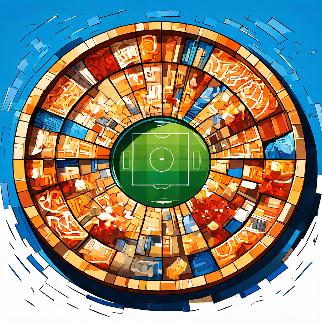 축구 경기의 예측 가능한 패턴과 통제 불가능한 무작위성이 공존하는 특성을 하나의 파이 차트로 시각화하여 게임의 복잡성을 설명하는 이미지입니다.