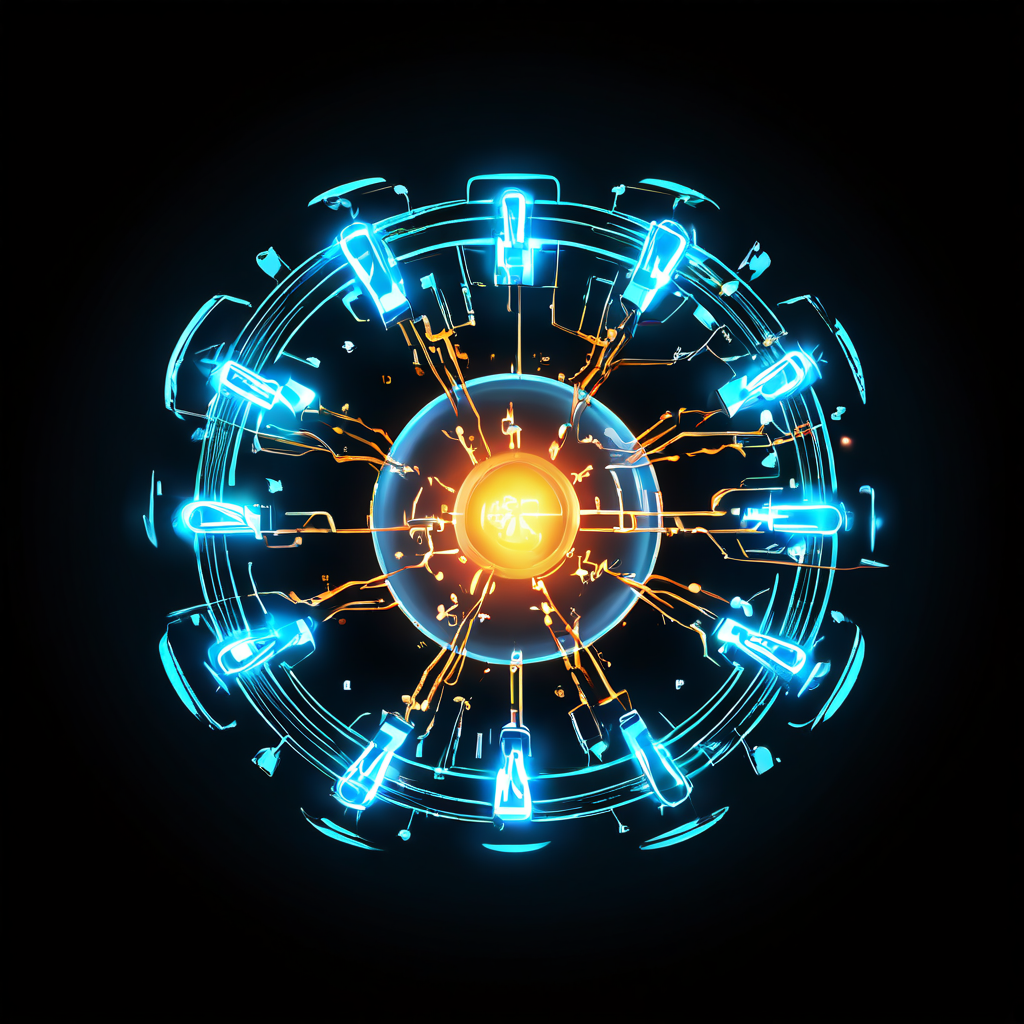 컴퓨터 마우스 커서가 빛나는 버튼을 클릭하는 순간, 하나의 접점에서 디지털 복제 아이콘들이 가지처럼 뻗어 나오는 모습을 보여주는 이미지입니다.