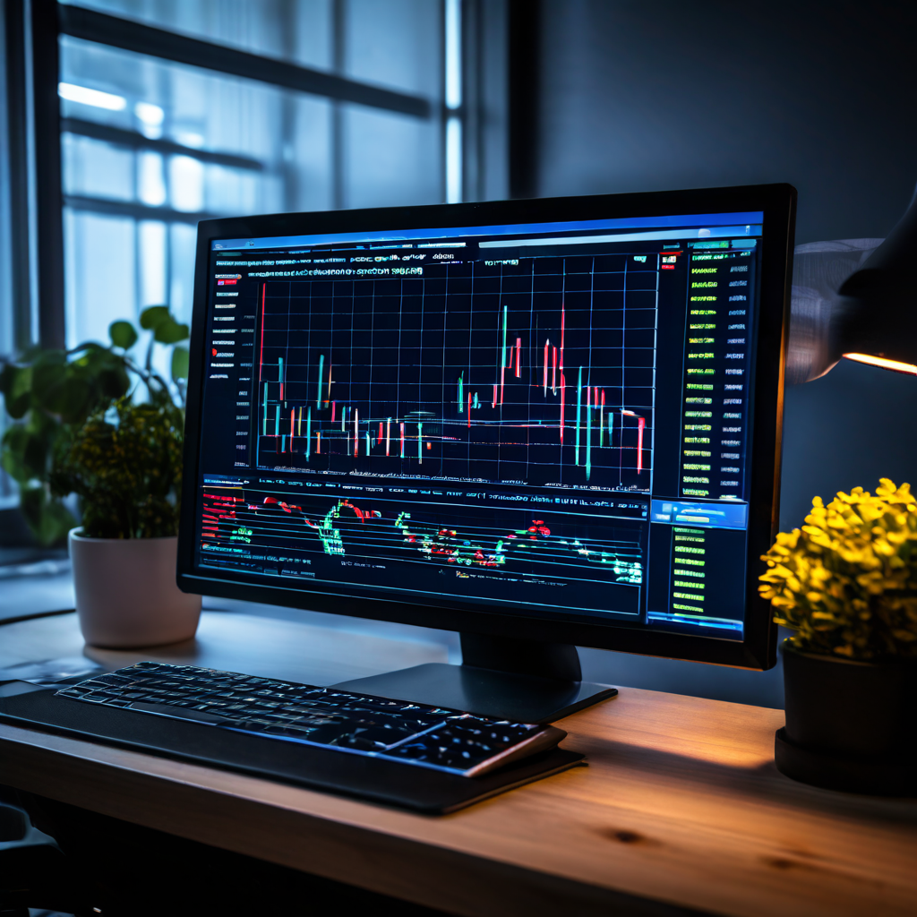 데이터 분석가의 화면에 표시된 암호화폐 거래소 차트는 인출 수수료를 강조 표시하고 최적화된 투자 전략을 화살표로 안내하는 모습을 담고 있습니다.