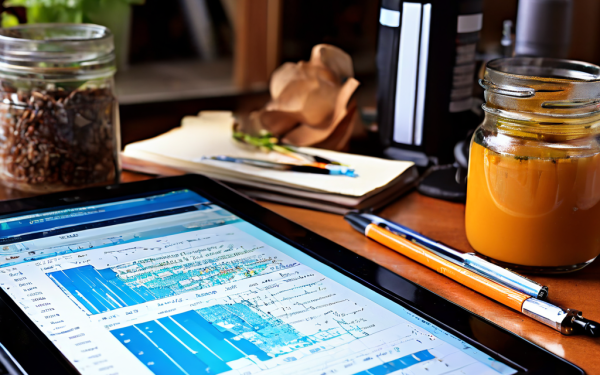 Hands holding a smartphone and a tablet side by side, with a photo editing interface visible on the tablet screen but the same pho
