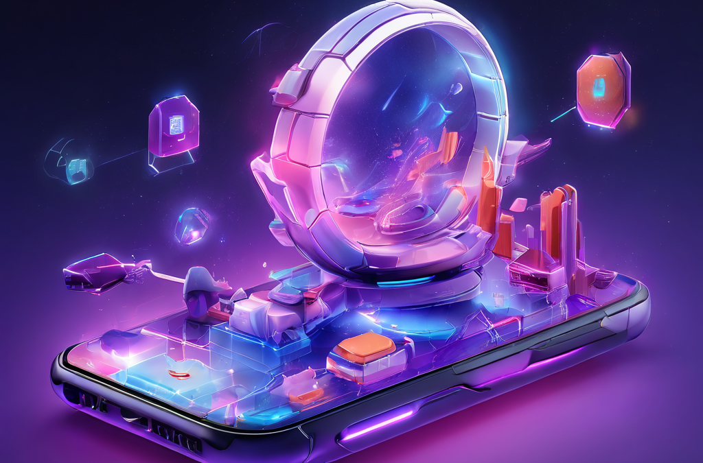Futuristic digital interface with layered glow and data paths representing a secure online service flow after leaving a mobile...
