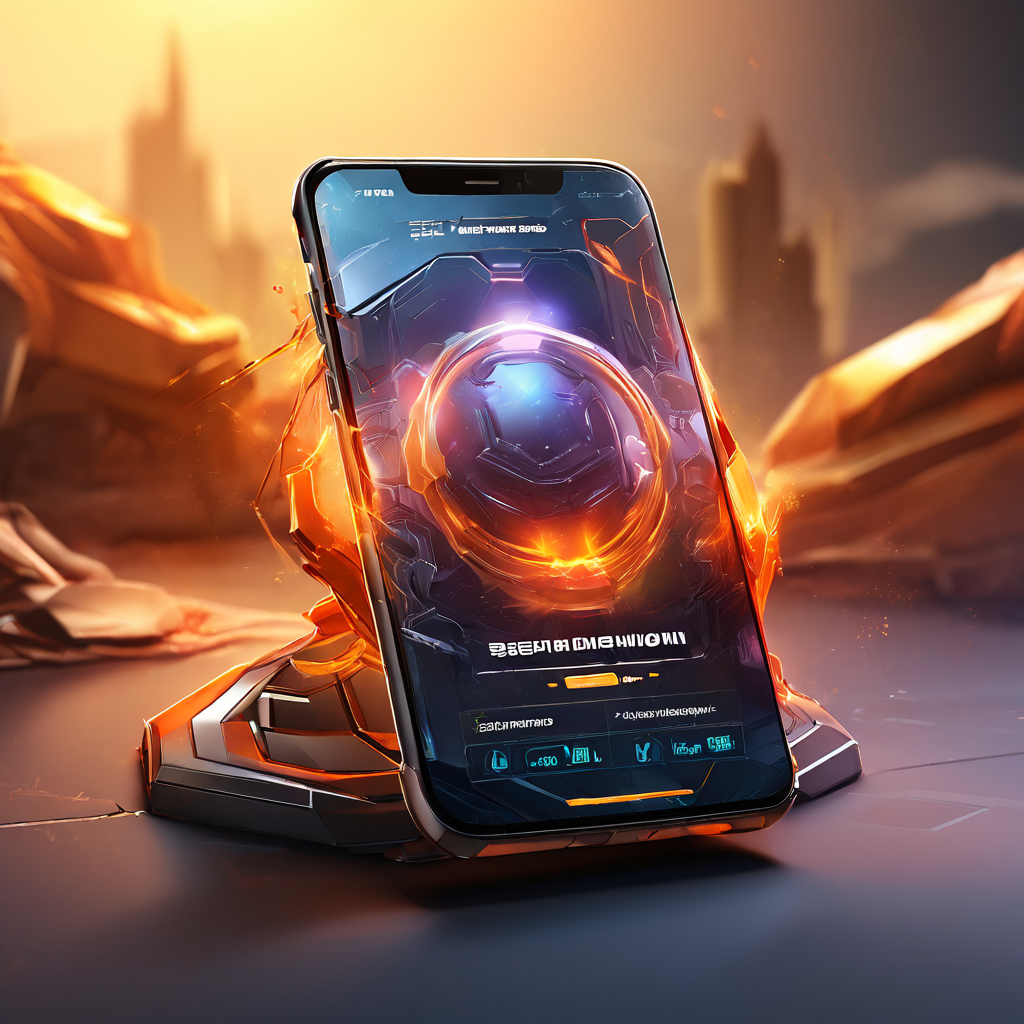 Futuristic mobile login interface with glowing digital layers and data paths representing cross-device session change.